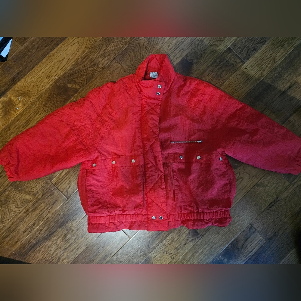 Vtg Nordstrom Brass Plum Quilted Red Jacket